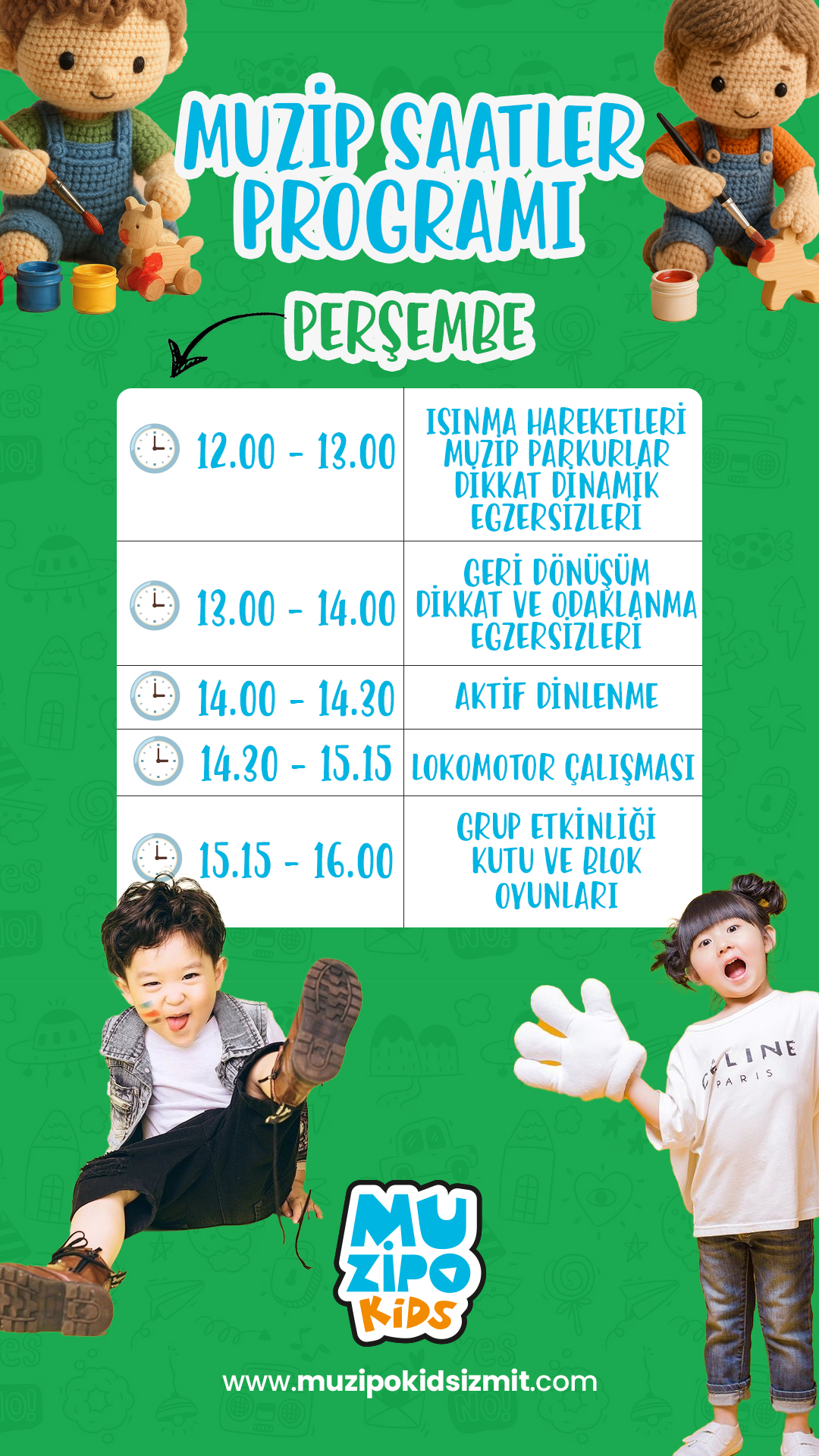 Perşembe etkinlik takvimi